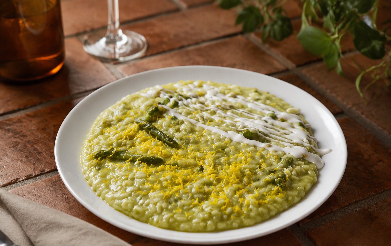 Il risotto agli asparagi con scorza di limone